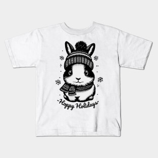 Hoppy Holidays: Festive Bunny's Snowy Celebration Kids T-Shirt